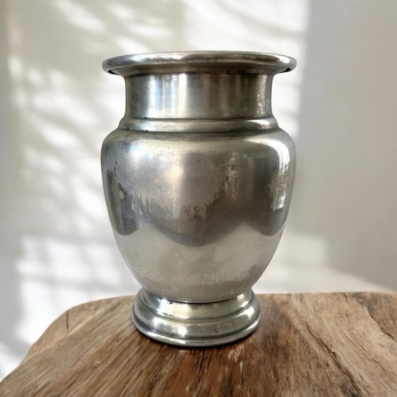 RESTORATION HARDWARE Classic Silver Tone Metal
Urn Vase - Picture 1 of 8